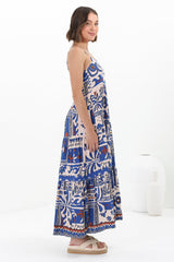 Tay Maxi Dress - Adjustable Spaghetti Strap Sun Dress in Gadu Print