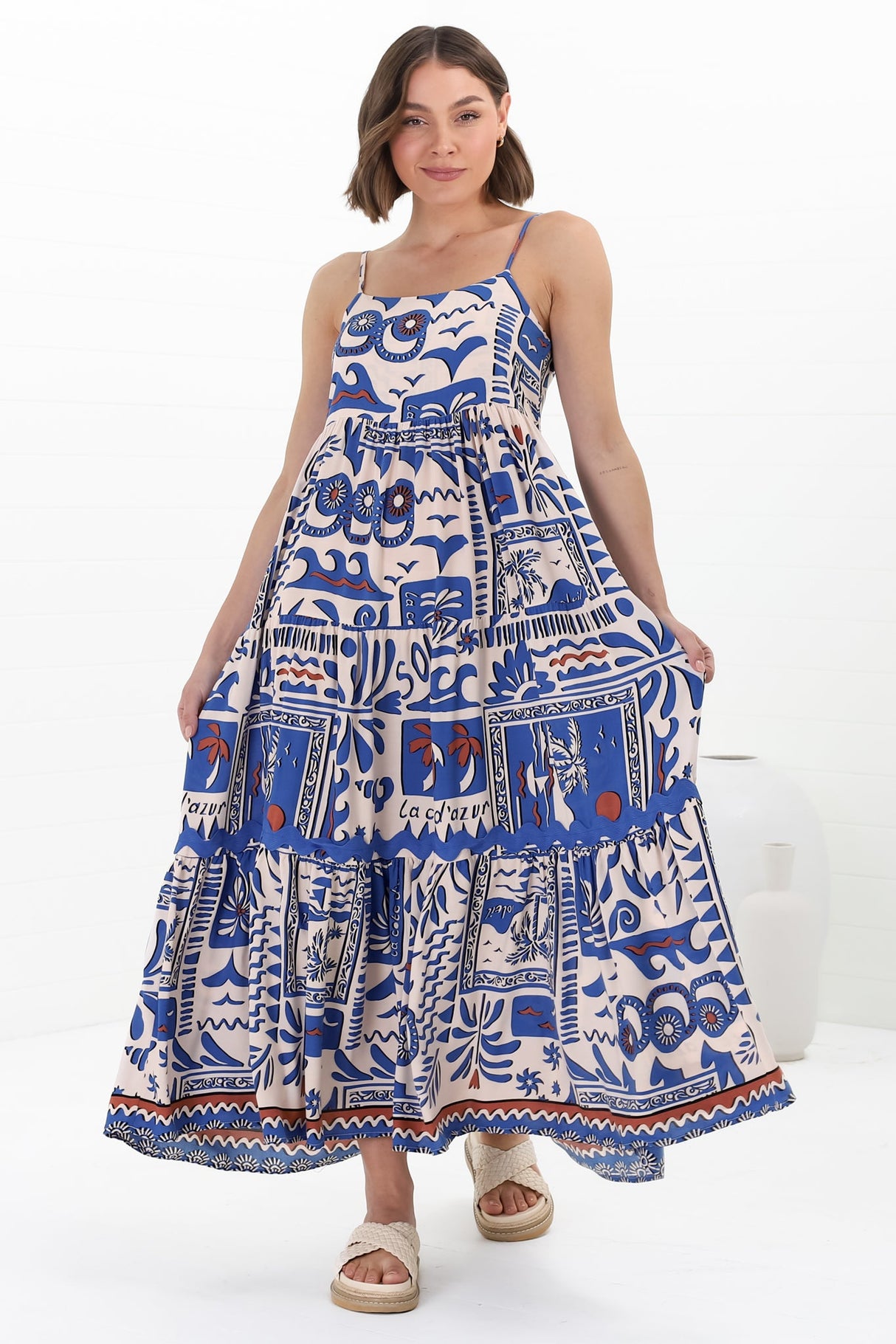 Tay Maxi Dress - Adjustable Spaghetti Strap Sun Dress in Gadu Print