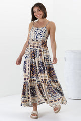 Tay Maxi Dress - Adjustable Spaghetti Strap Sun Dress in Alphy Print