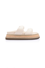 Teagan Flatform Slides in Bone White