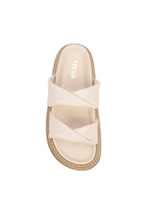 Teagan Flatform Slides in Bone White