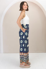 Teanne Pants - Easy Wear High Waisted Straight Pant in Margot Print