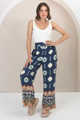 Teanne Pants - Easy Wear High Waisted Straight Pant in Margot Print