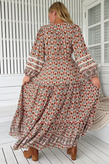 JAASE - Teresa Lace Maxi Dress: A Line Dress with Long Balloon Sleeves in Harlowe Print