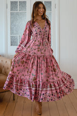 JAASE - Teresa Maxi Dress: A Line Dress with Long Balloon Sleeves in Elara Print