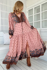 Teresa Maxi Dress - A Line Dress with Long Balloon Sleeves in Seraphina Print