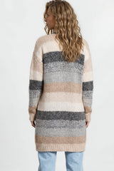 Model wearing Tess Cardigan in Beige from Salty Crush