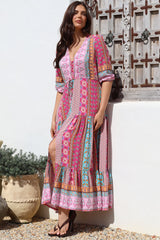 JAASE - Tessa Maxi Dress: A Line Pull Tie Waist Dress in Cedella Print