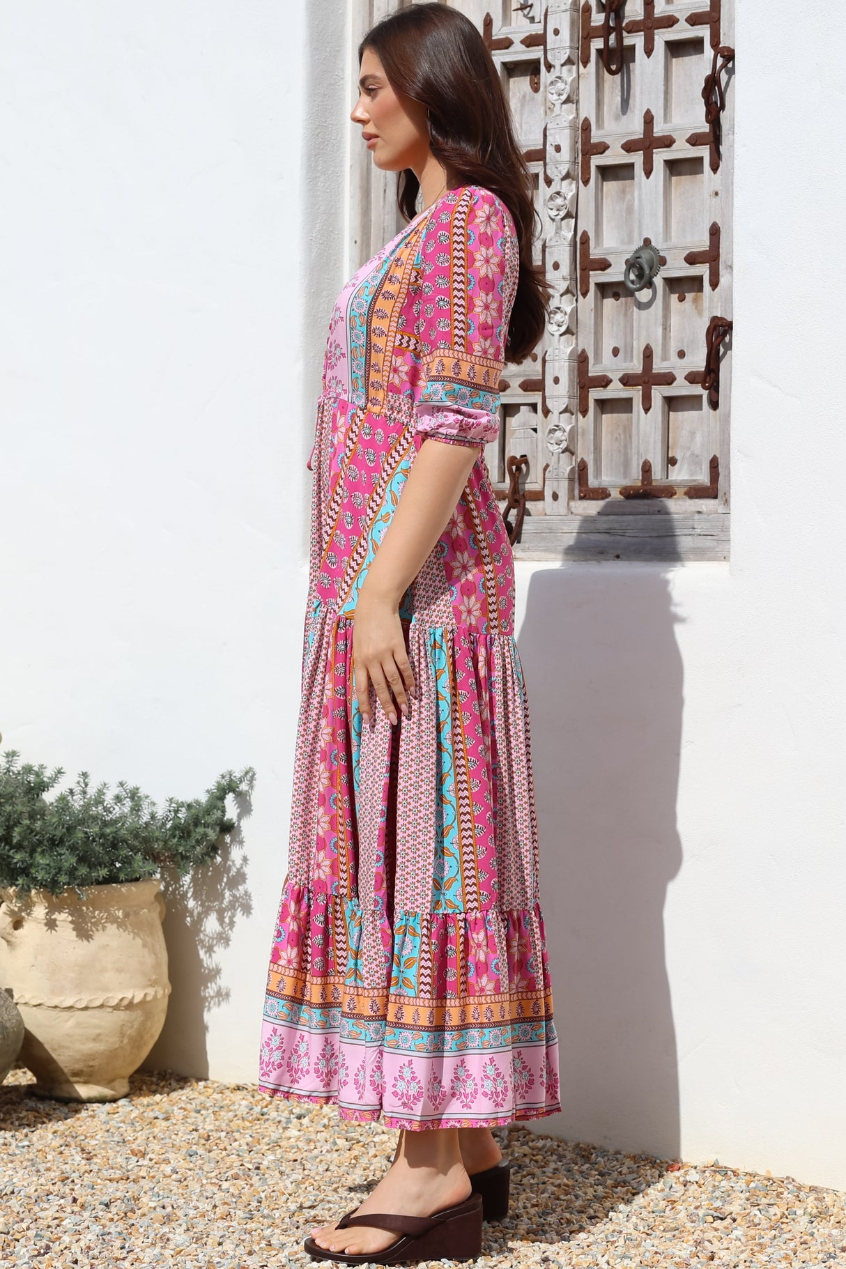 JAASE - Tessa Maxi Dress: A Line Pull Tie Waist Dress in Cedella Print