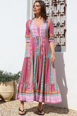 JAASE - Tessa Maxi Dress: A Line Pull Tie Waist Dress in Cedella Print
