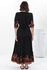 JAASE - Tessa Maxi Dress: A Line Pull Tie Waist Dress in Emmery Print