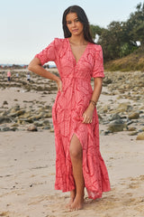 JAASE - Tessa Maxi Dress: A Line Pull Tie Waist Dress in Rosella Print