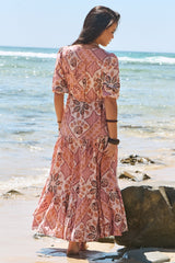 JAASE - Tessa Maxi Dress: A Line Pull Tie Waist Dress in Tahitian Print