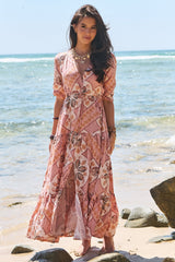 JAASE - Tessa Maxi Dress: A Line Pull Tie Waist Dress in Tahitian Print