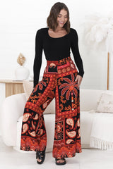 Maive Pants - Easy Wear High Waisted Wide Pant in Martina Print