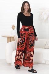 Maive Pants - Easy Wear High Waisted Wide Pant in Martina Print