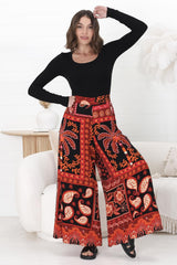 Maive Pants - Easy Wear High Waisted Wide Pant in Martina Print