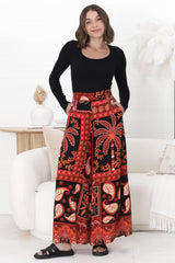 Maive Pants - Easy Wear High Waisted Wide Pant in Martina Print