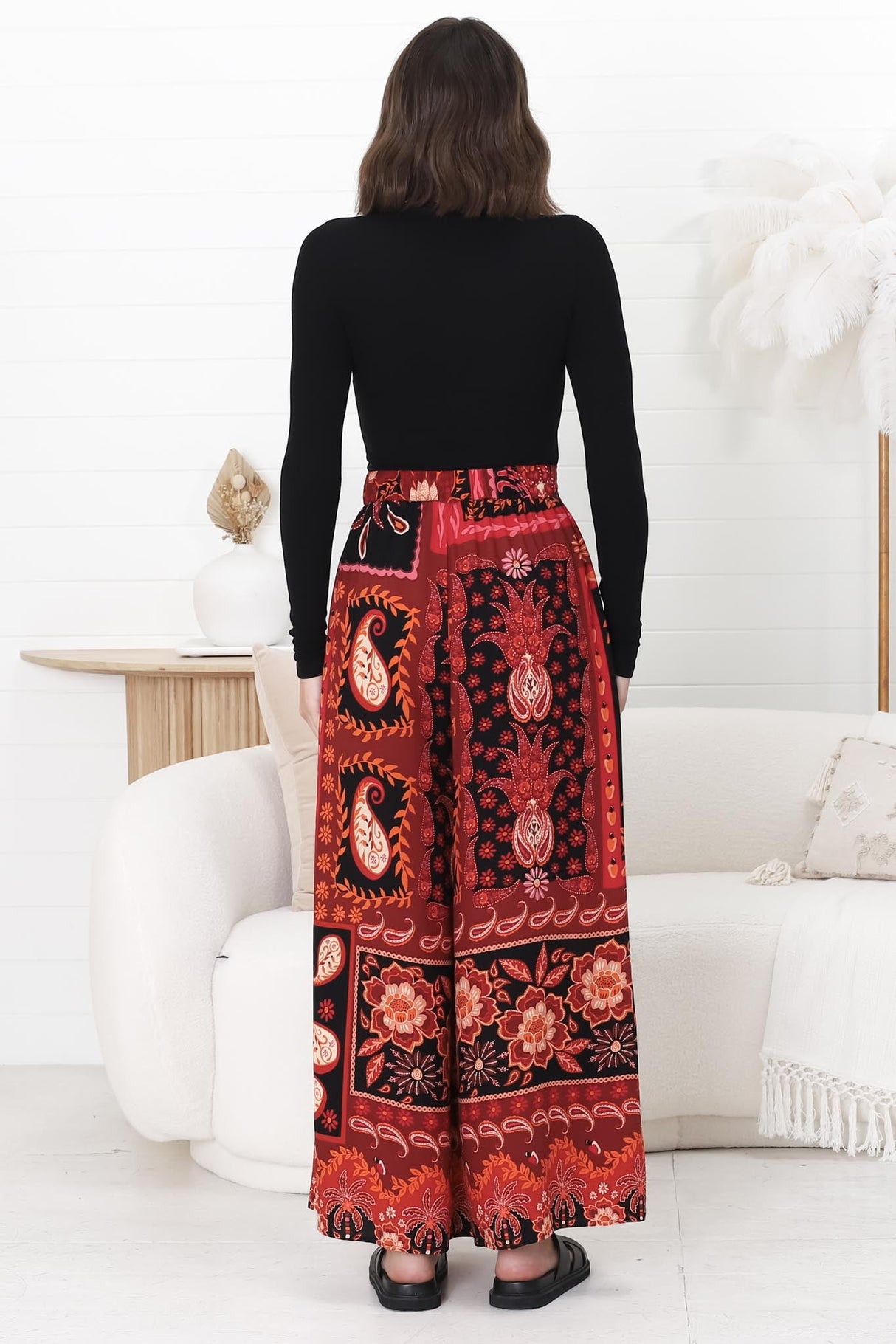 Maive Pants - Easy Wear High Waisted Wide Pant in Martina Print