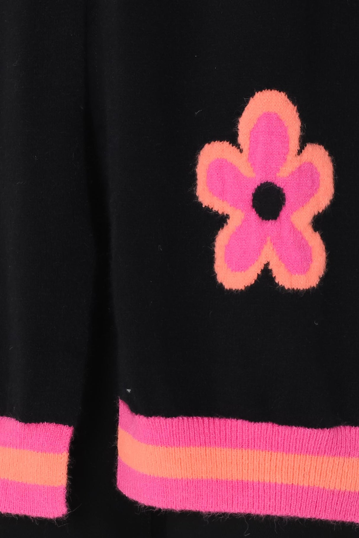 Xadie Cardigan - Multi Colour Flower Detail Open Front Cardigan In Black