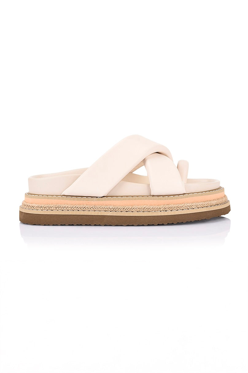 Thelma Flatform Slides - Bone White