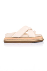 Thelma Flatform Slides - Bone White