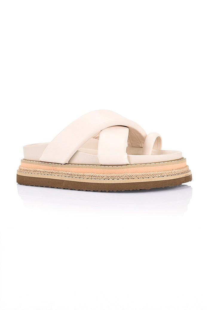 Thelma Flatform Slides - Bone White
