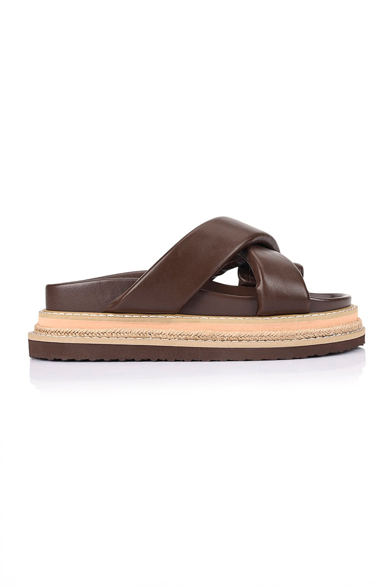 Thelma Flatform Slides - Chocolate Brown