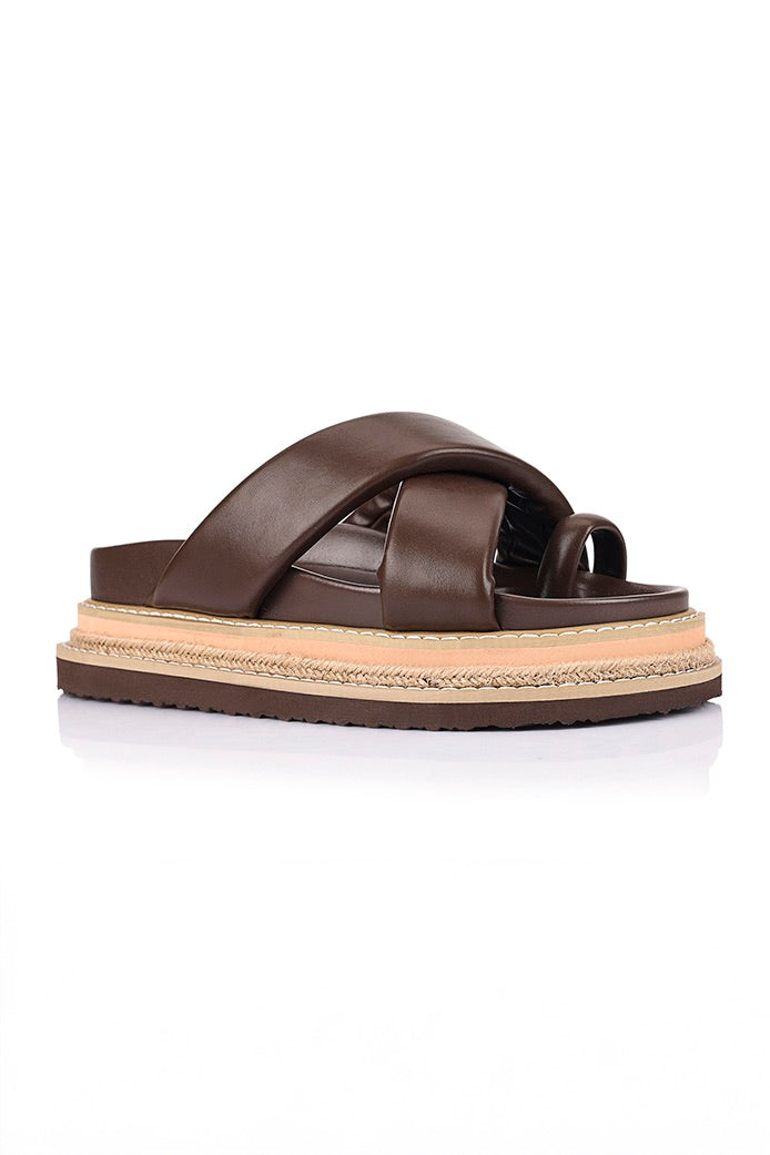 Thelma Flatform Slides Chocolate Brown