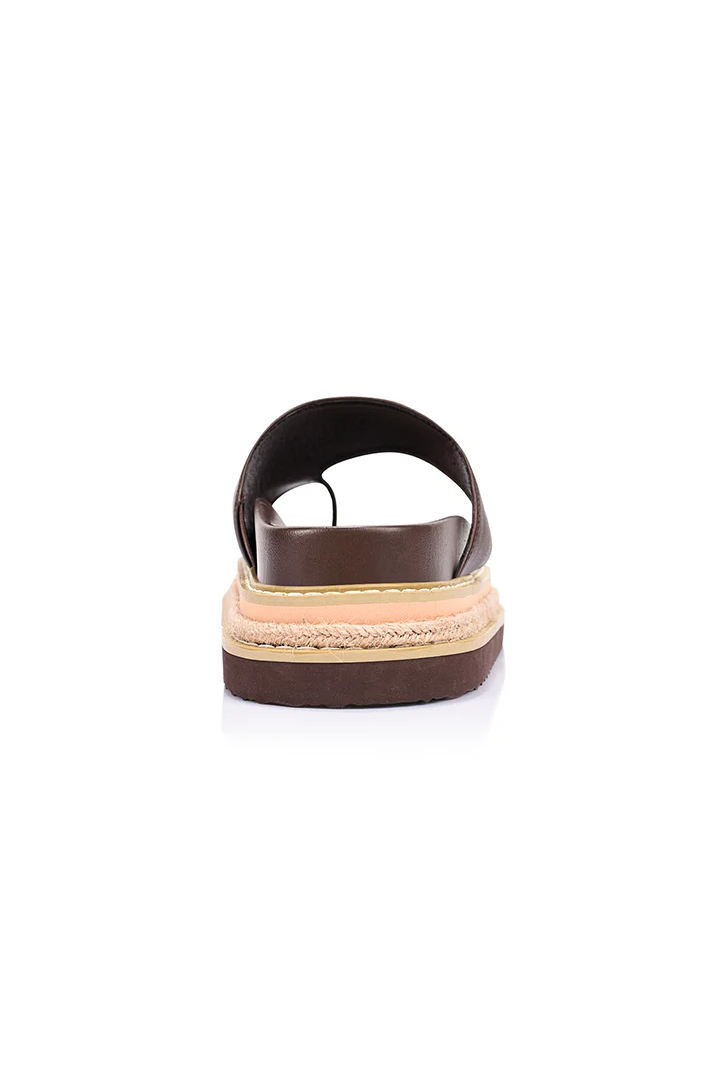 Thor Flatform Thongs in Chocolate Brown