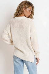 Model wearing Thorne Jumper in Cream from Salty Crush