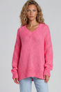 Model wearing Thorne Jumper in Hot Pink from Salty Crush
