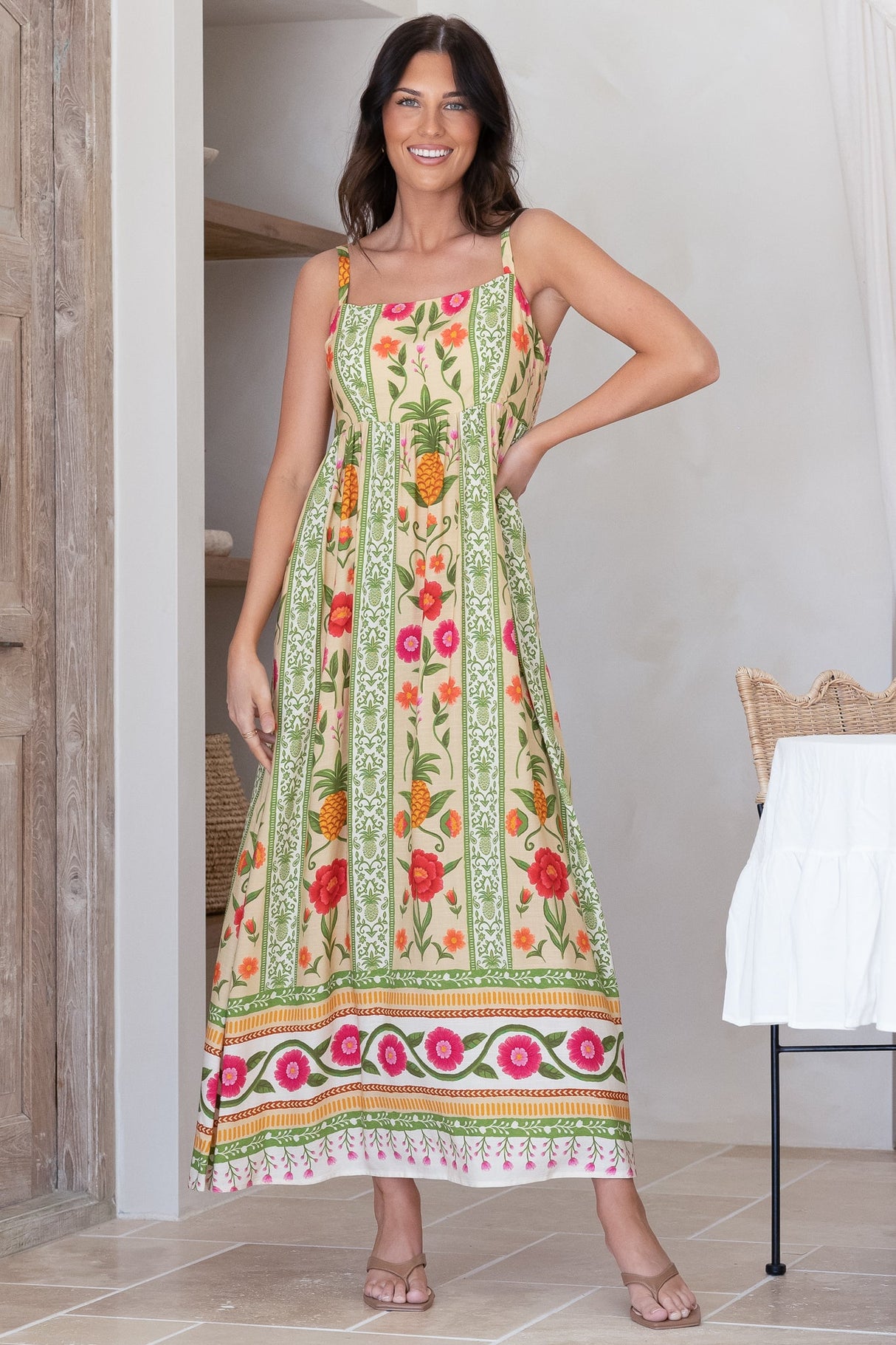 Tiff Maxi Dress - Adjustable Strap Sun Dress in Sunkissed Print