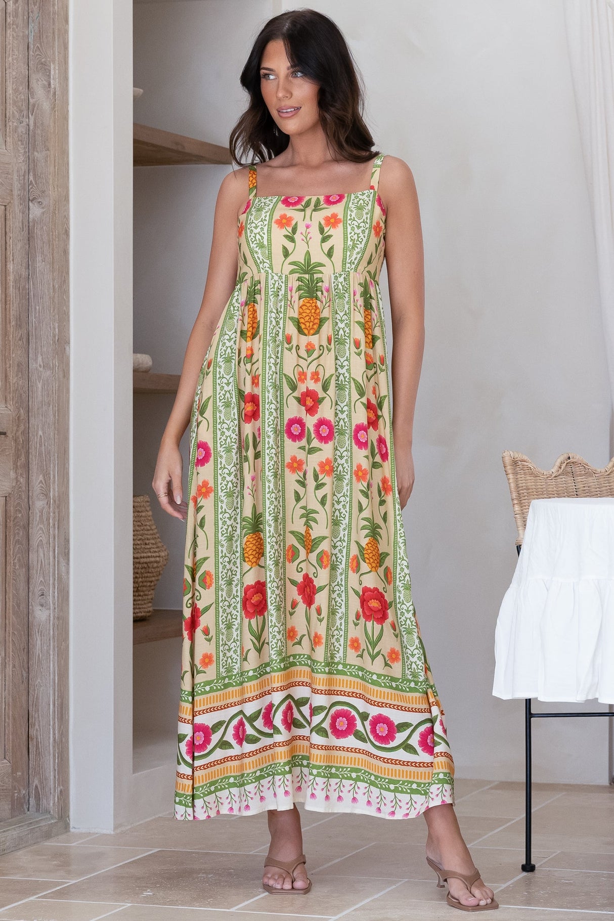 Tiff Maxi Dress - Adjustable Strap Sun Dress in Sunkissed Print