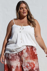 Tilly Top - Lace Sweetheart Neckline Cami with Adjustable Straps in White