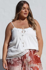 Tilly Top - Lace Sweetheart Neckline Cami with Adjustable Straps in White