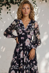 Model wearing Trina Maxi Dress in Bronson Print from Salty Crush