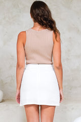 Tropicana Mini Skirt - High Waisted A-Line Skirt in White