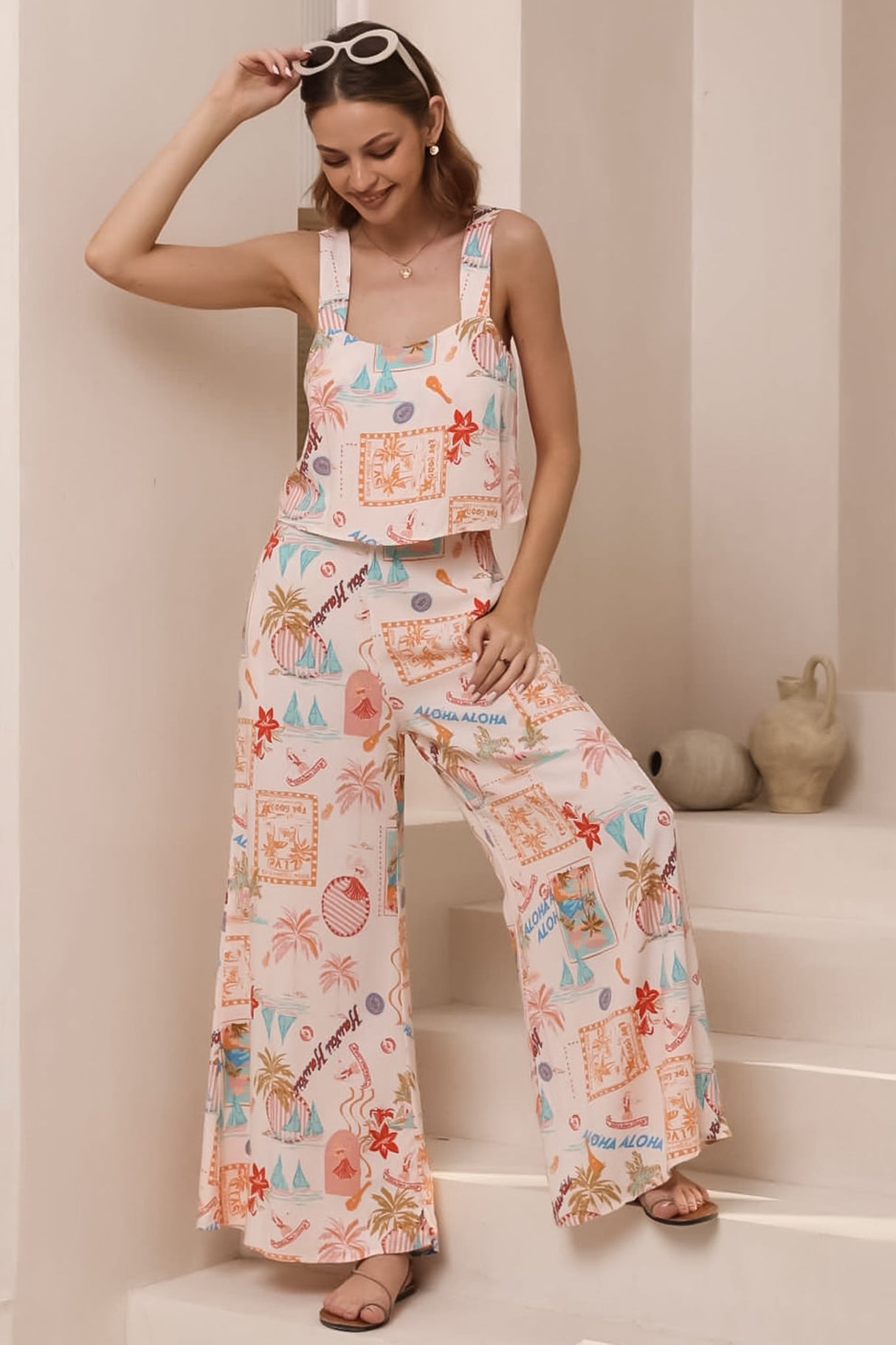 True Jumpsuit - Sqaure Neckline Overall Jumpsuit in Avah Print