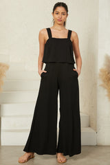 True Jumpsuit - Square Neckline Overall Jumpsuit in Black