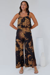 True Jumpsuit - Square Neckline Overall Jumpsuit in Goldie Print