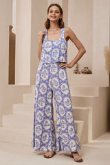 True Jumpsuit - Square Neckline Overall Jumpsuit in Olicia Print