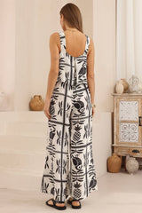 True Jumpsuit - Square Neckline Overall Jumpsuit in Sunbaya Print