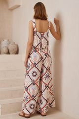 True Jumpsuit - Sqaure Neckline Overall Jumpsuit in Zaidin Print