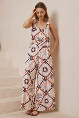 True Jumpsuit - Sqaure Neckline Overall Jumpsuit in Zaidin Print