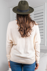 Carol Knit Top - Soft V Neck Batwing Sleeve Knit Top in Cream