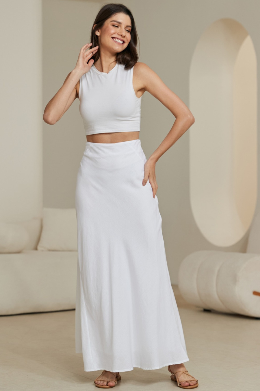 Shop Naomi Maxi Skirt - White