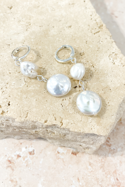 Aura Pearl Earrings - Silver