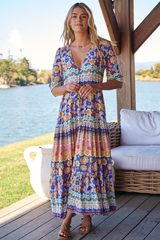 JAASE - Tessa Maxi Dress: A Line Pull Tie Waist Dress in Eden Print