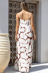 Vanuatu Maxi Dress - Adjustable Straps A-Line Dress with Pleat Detailed Bodice in Pixar Print